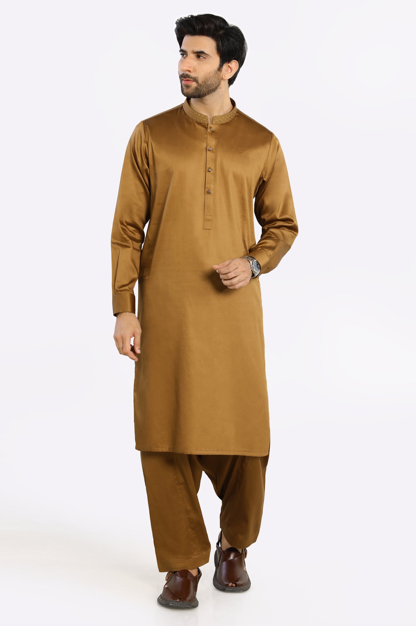 Shalwar Kameez Brown Rayon Blend