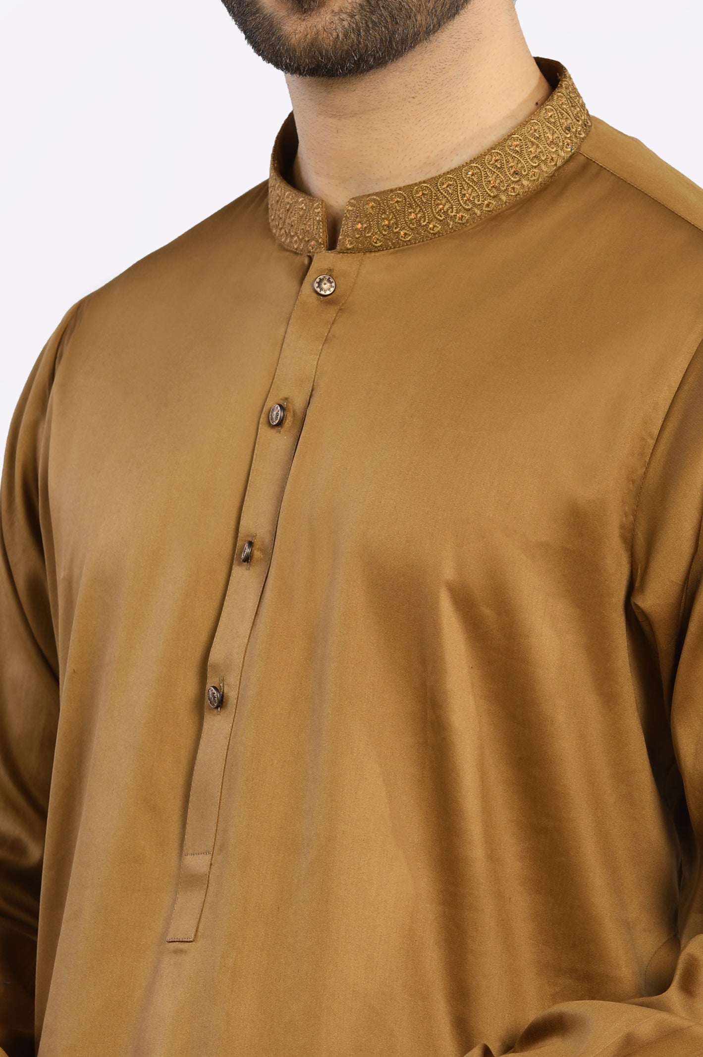 Shalwar Kameez Mens Brown Rayon Blend