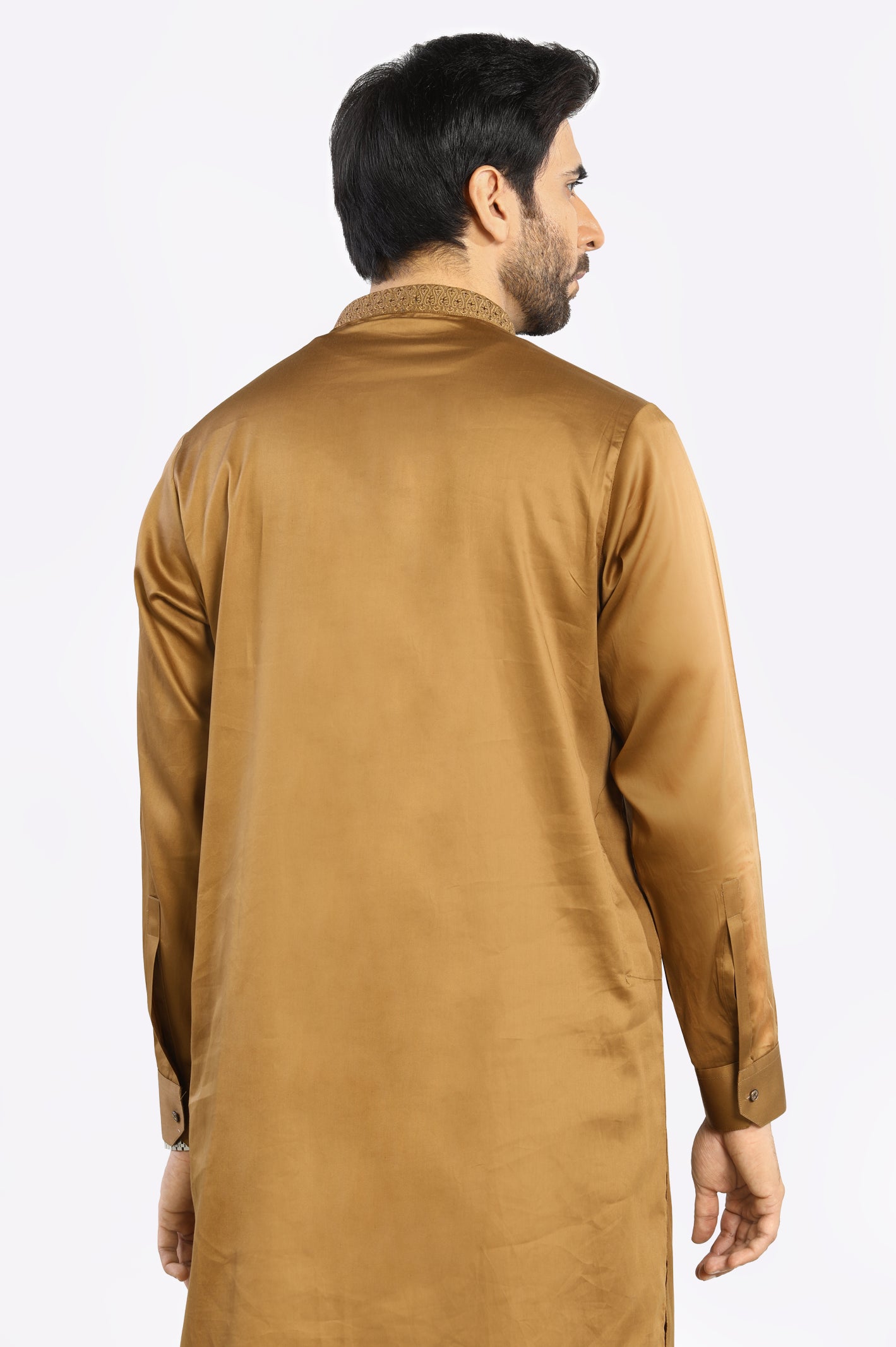 Mens Shalwar Kameez Brown Rayon Blend