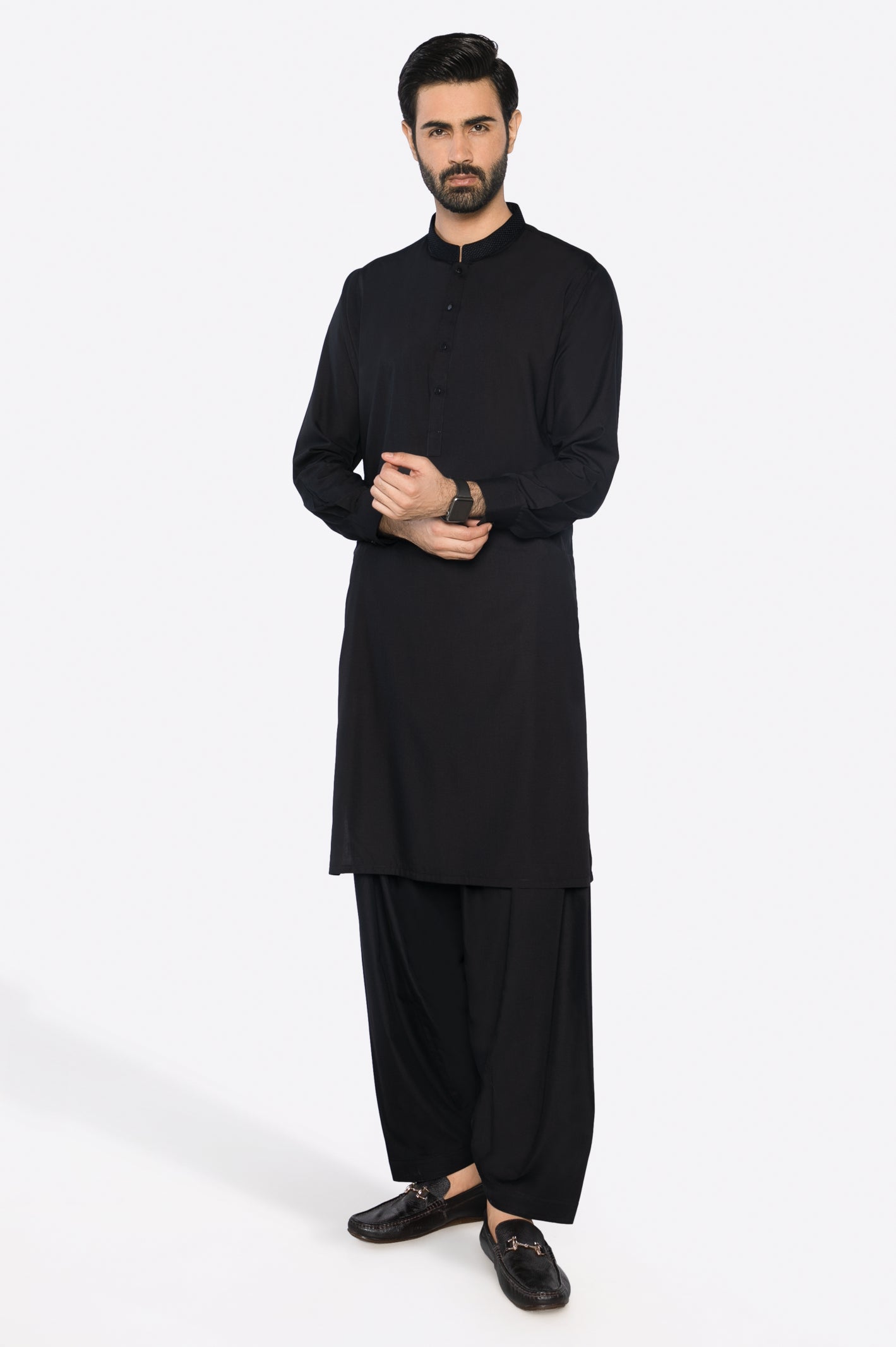Shalwar Kameez Black Wash & Wear 