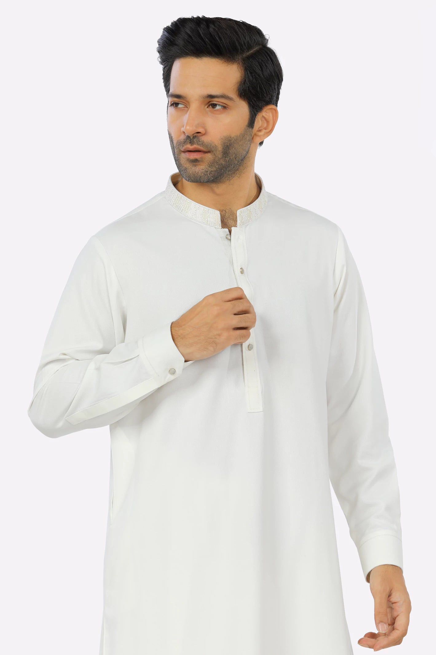 Off White Rayon Blend Shalwar Kameez From Diners