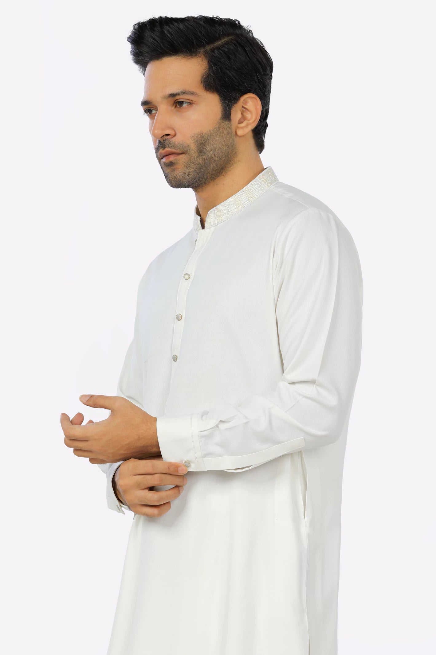 Off White Rayon Blend Shalwar Kameez From Diners