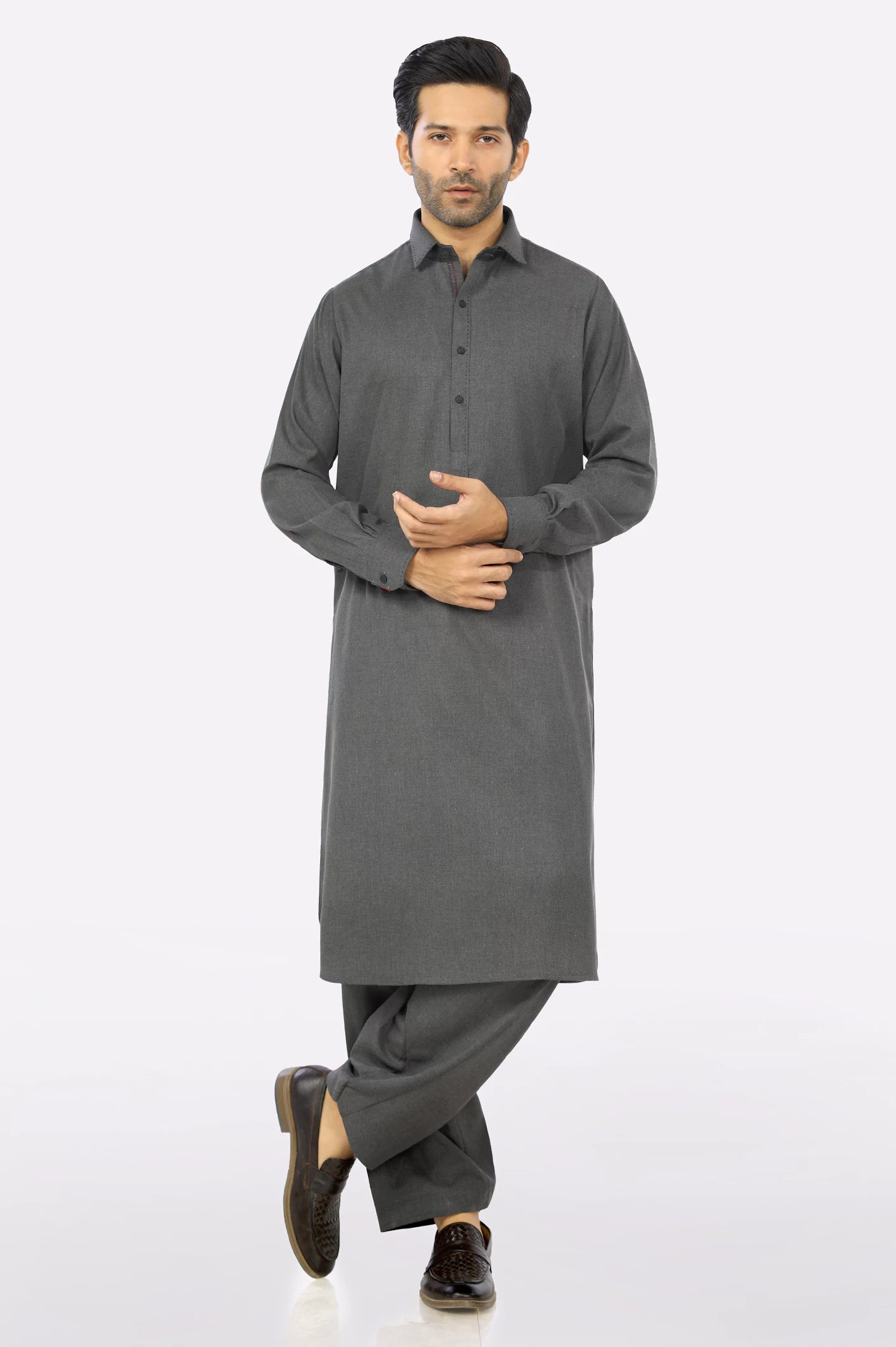 Dark Grey Rayon Blend Shalwar Kameez From Diners