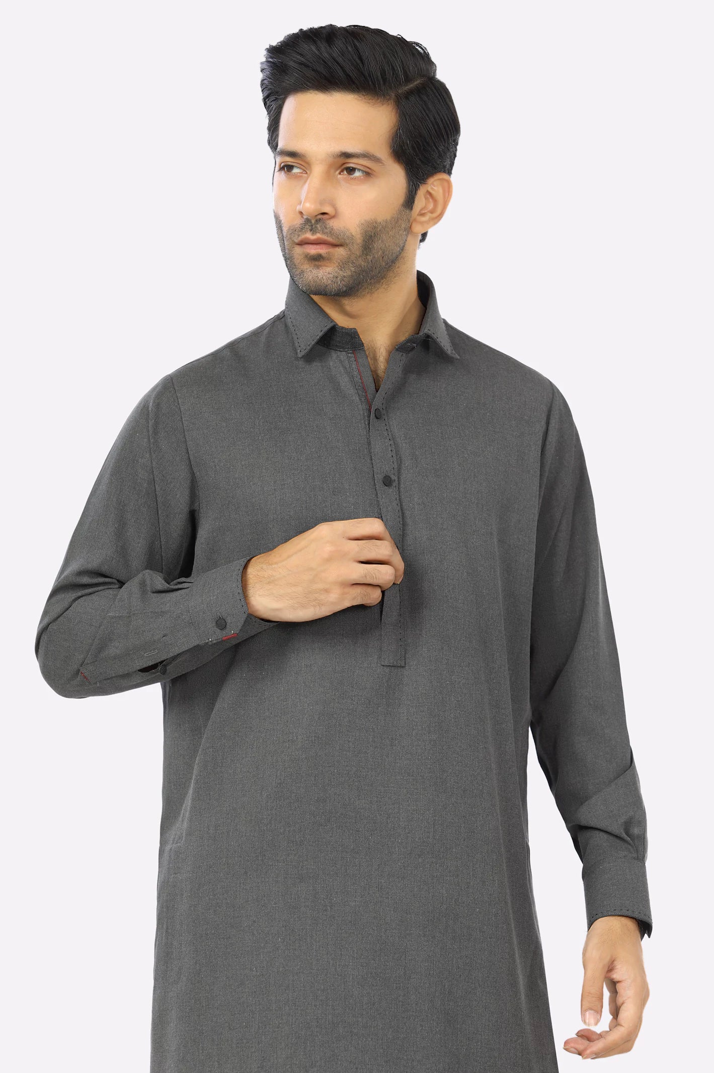 Dark Grey Rayon Blend Shalwar Kameez From Diners