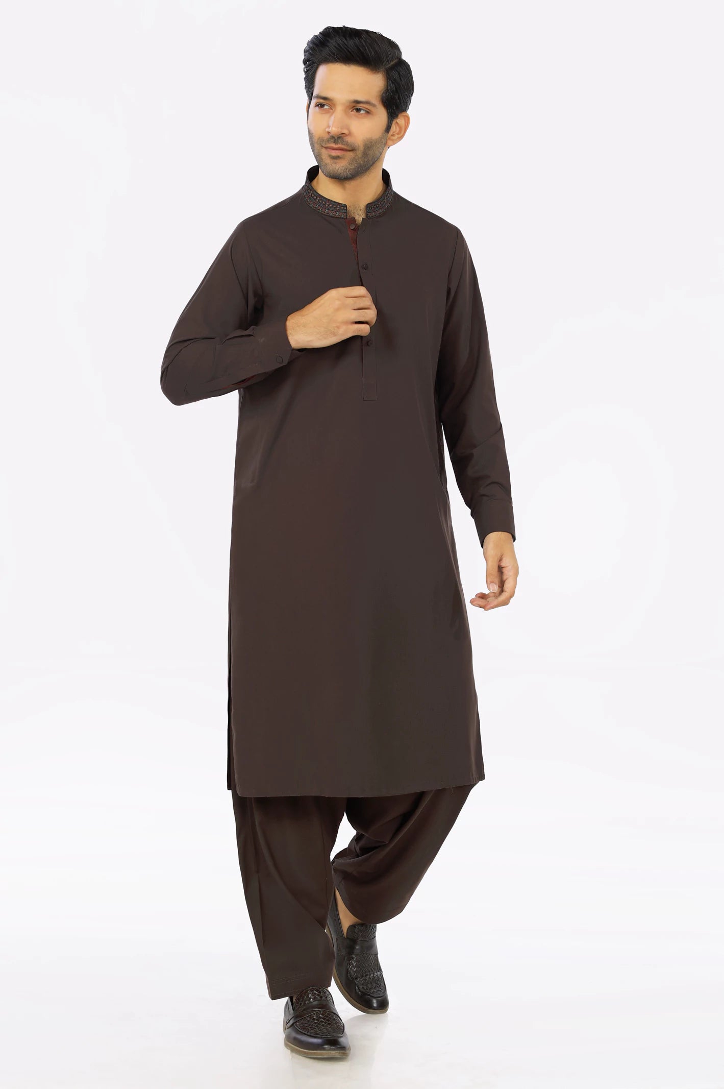 Coffee Brown Rayon Blend Shalwar Kameez From Diners