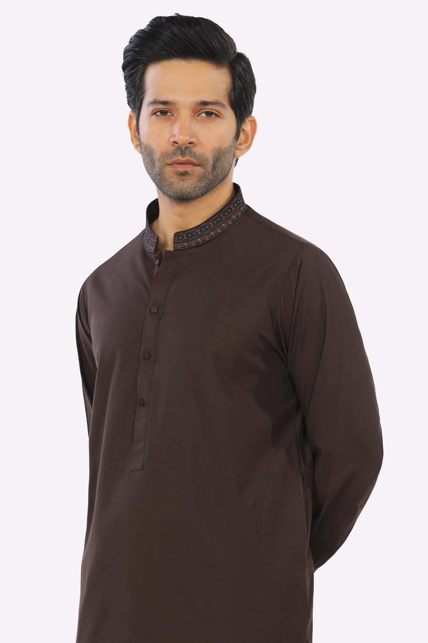 Coffee Brown Rayon Blend Shalwar Kameez From Diners