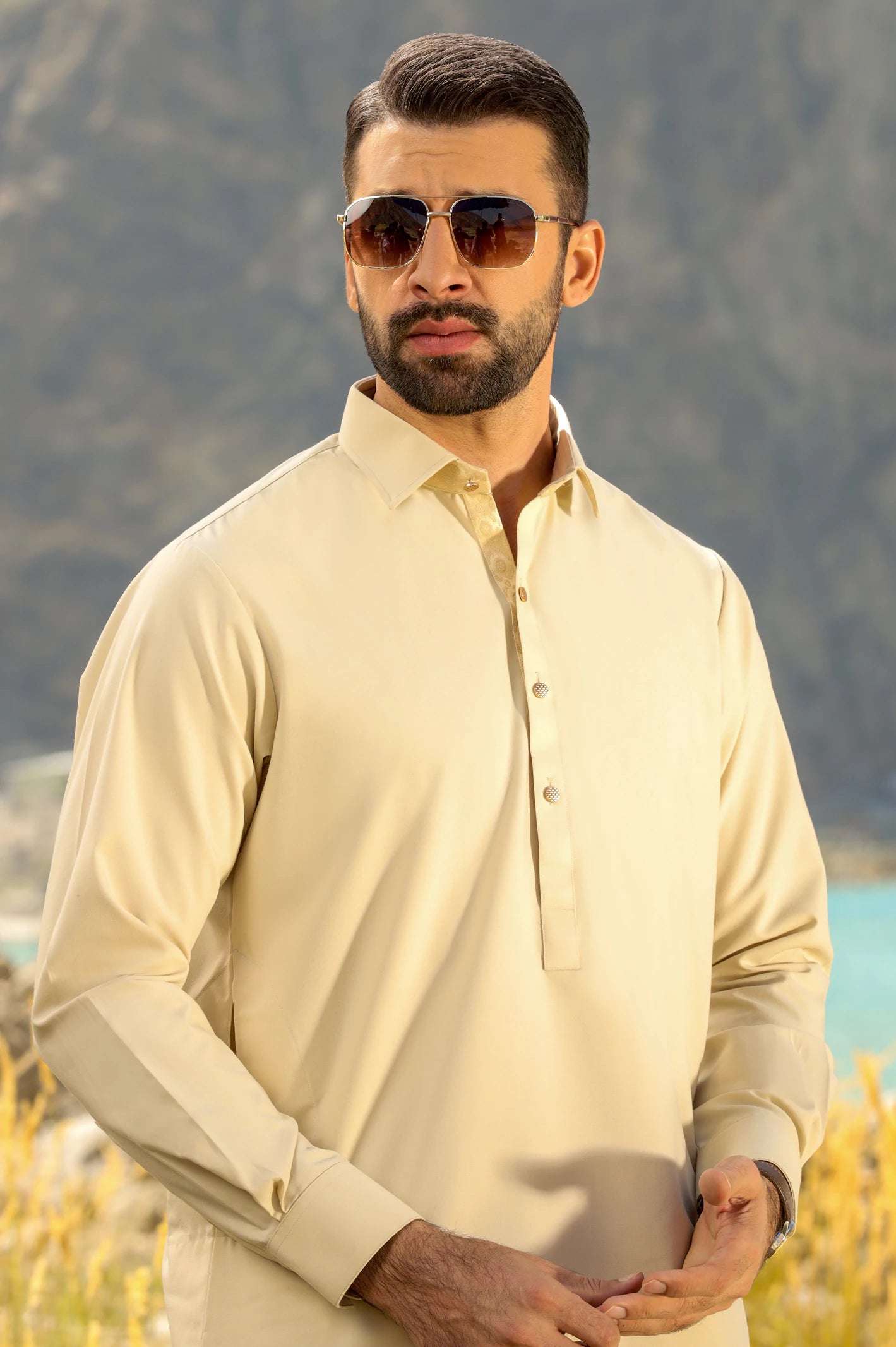 Fawn Rayon Blend Shalwar Kameez From Diners