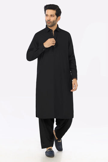 Black Rayon Blend Shalwar Kameez From Diners