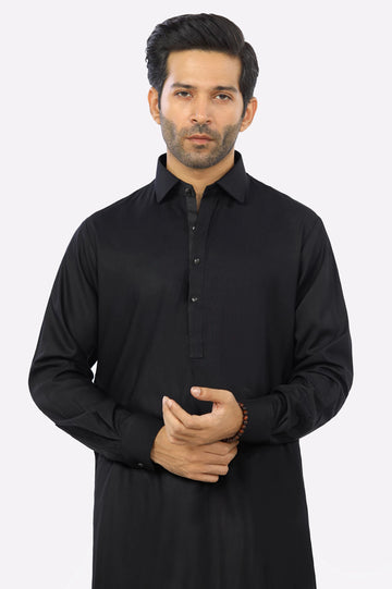 Black Rayon Blend Shalwar Kameez From Diners