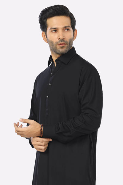 Black Rayon Blend Shalwar Kameez From Diners