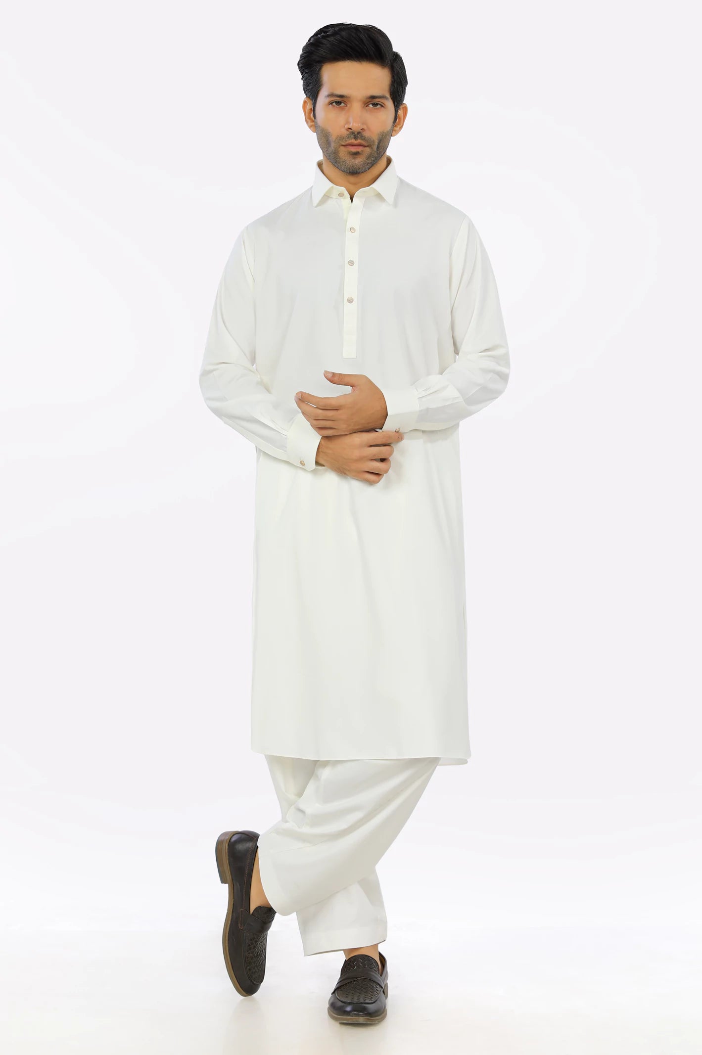 Cream Rayon Blend Shalwar Kameez From Diners