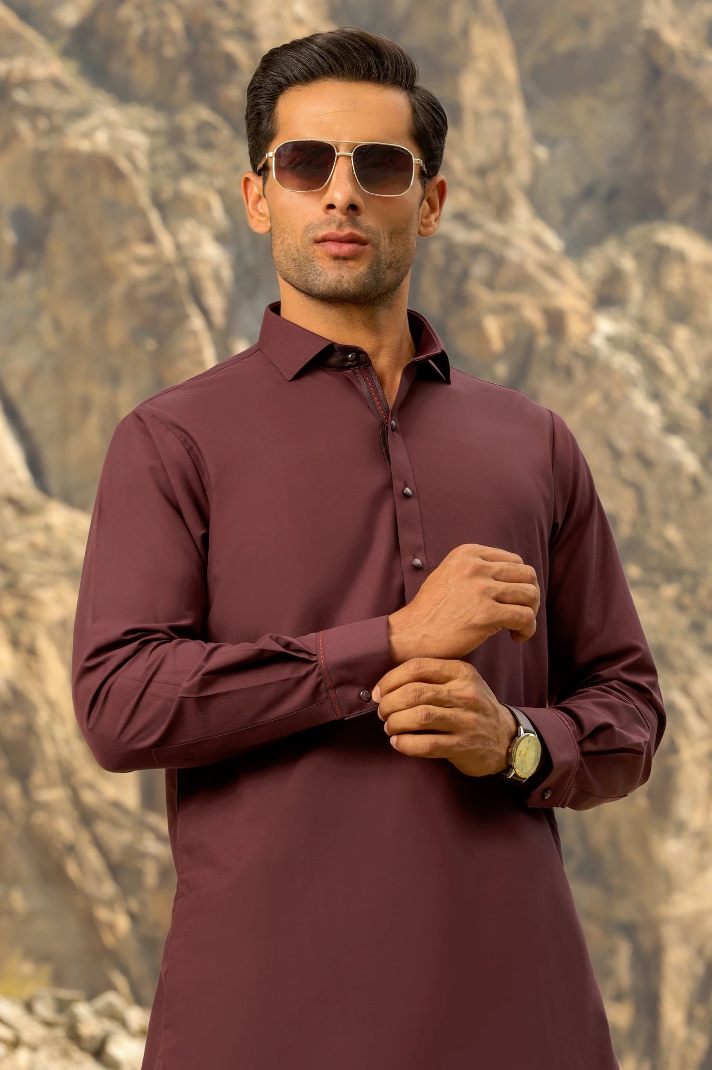 Maroon Rayon Blend Shalwar Kameez From Diners