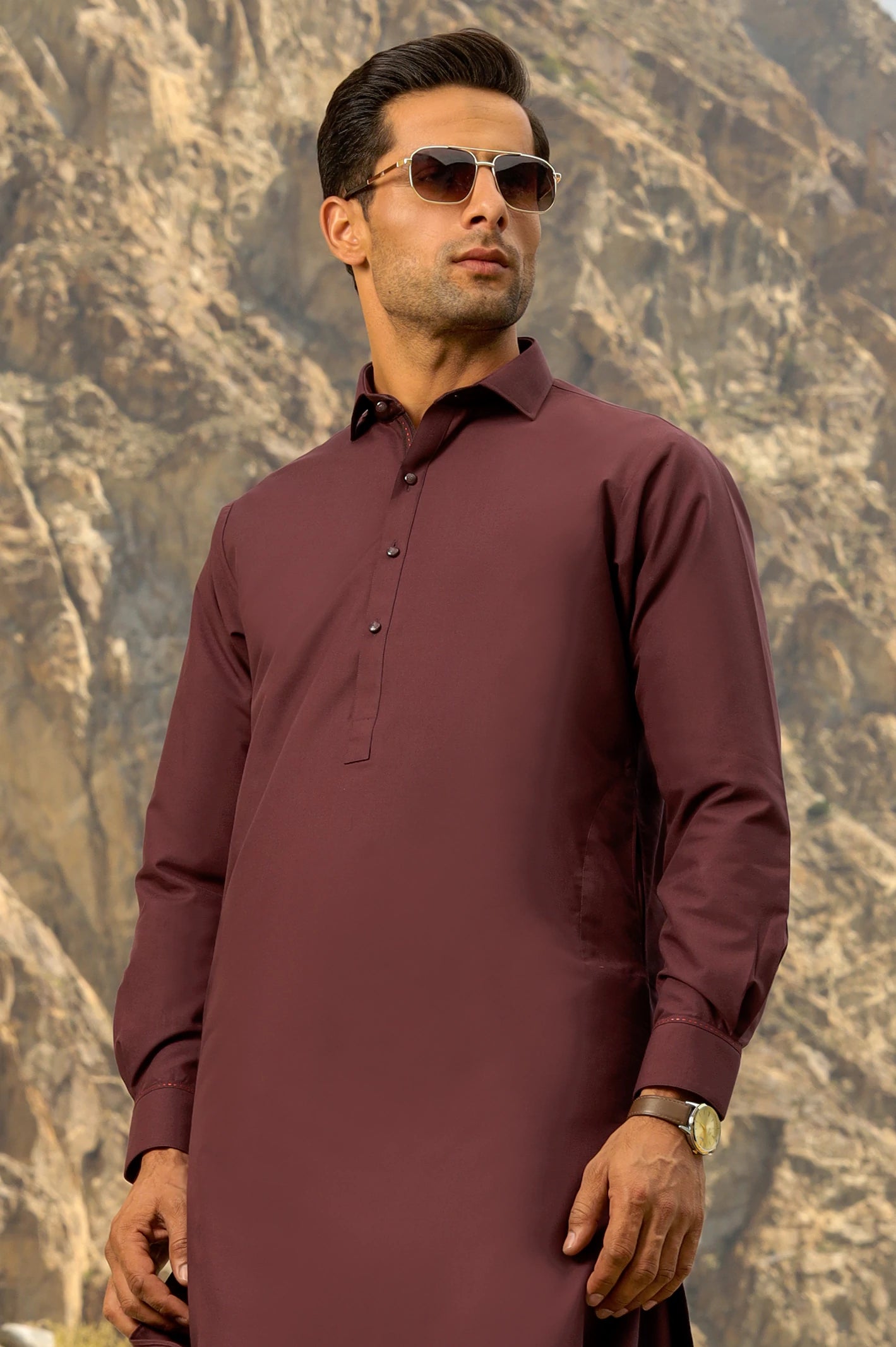 Maroon Rayon Blend Shalwar Kameez From Diners