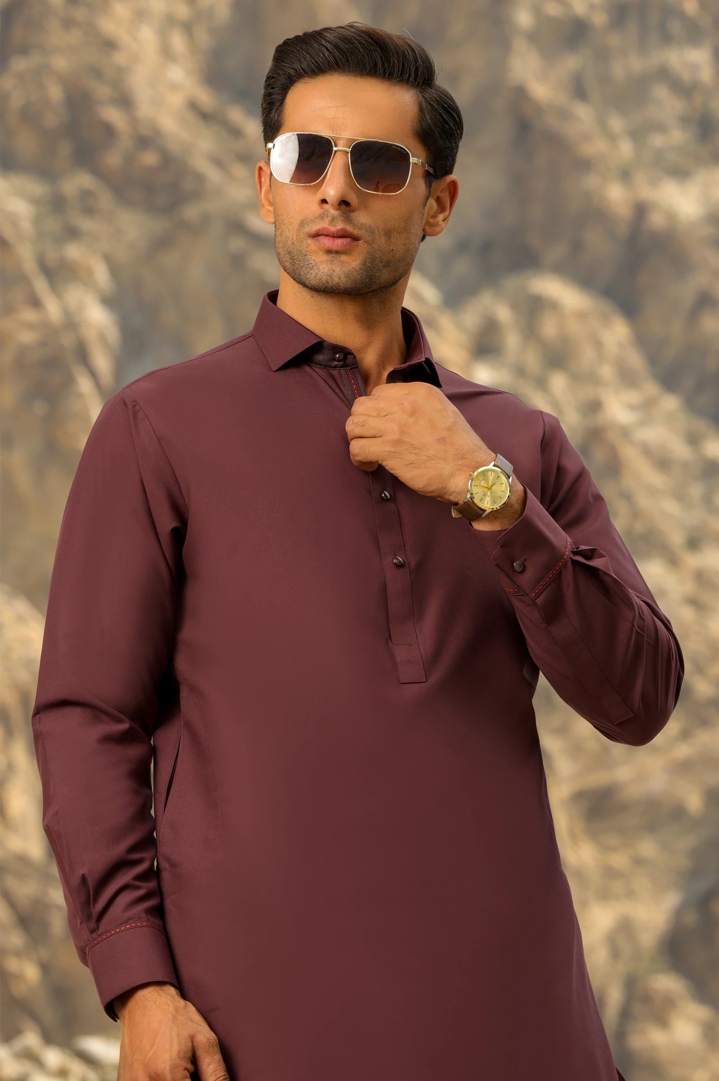 Maroon Rayon Blend Shalwar Kameez From Diners