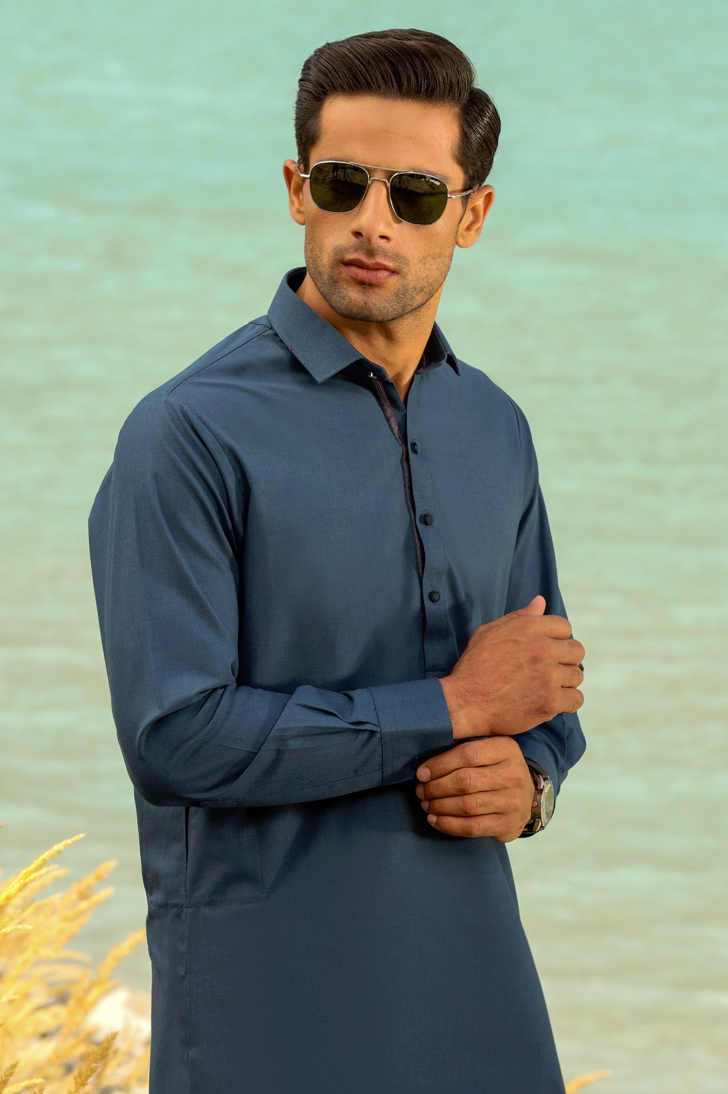 Dark Blue Rayon Blend Shalwar Kameez From Diners