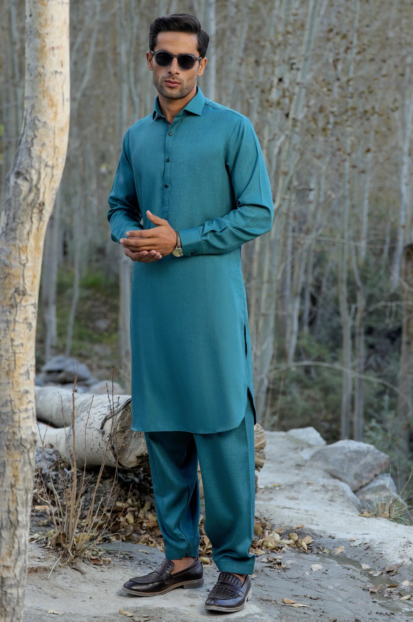 Sea Green Rayon Blend Shalwar Kameez From Diners