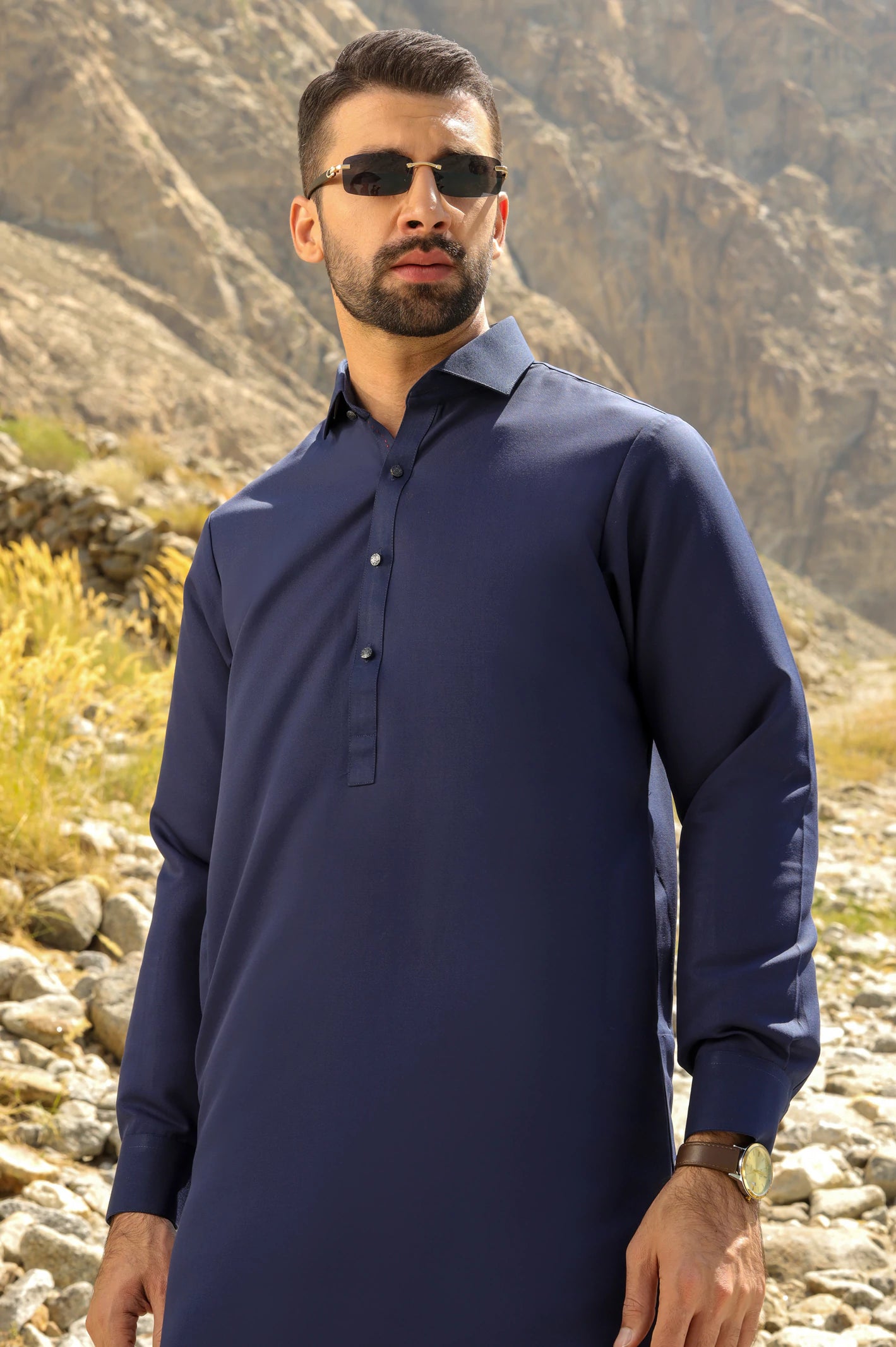 Navy Blue Rayon Blend Shalwar Kameez From Diners