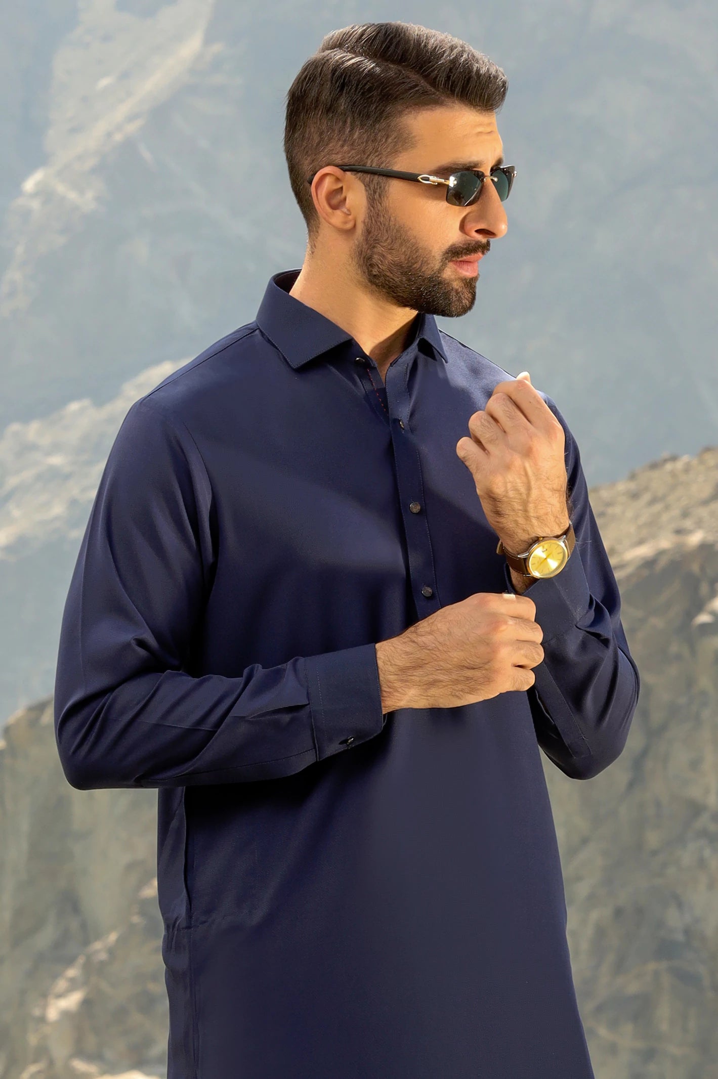 Navy Blue Rayon Blend Shalwar Kameez From Diners