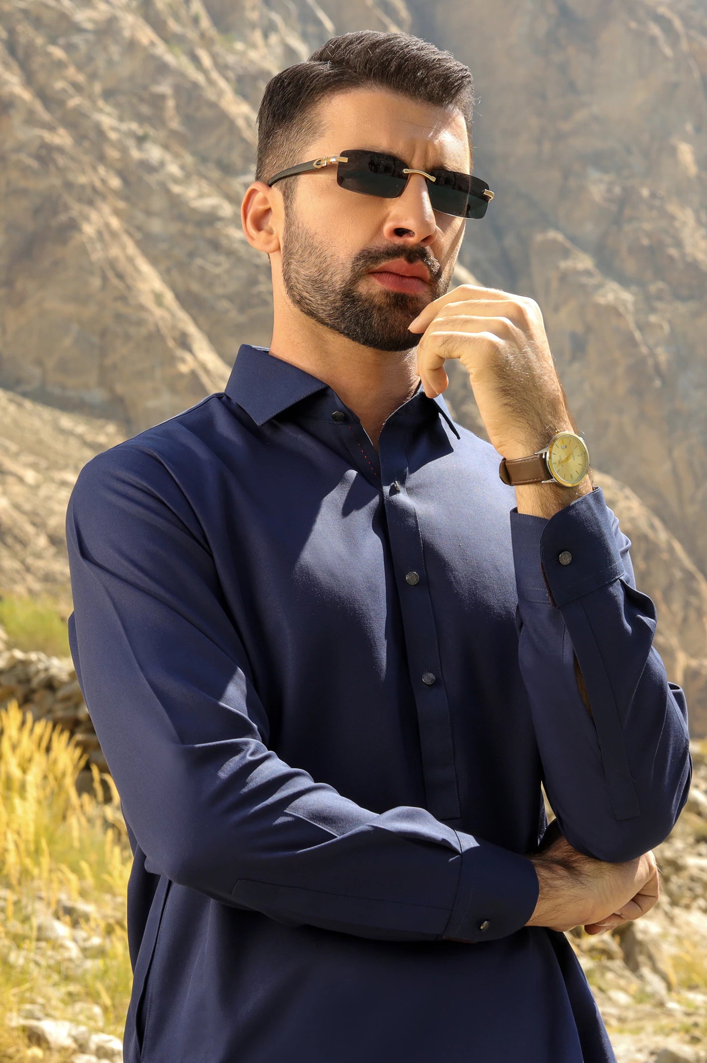 Navy Blue Rayon Blend Shalwar Kameez From Diners