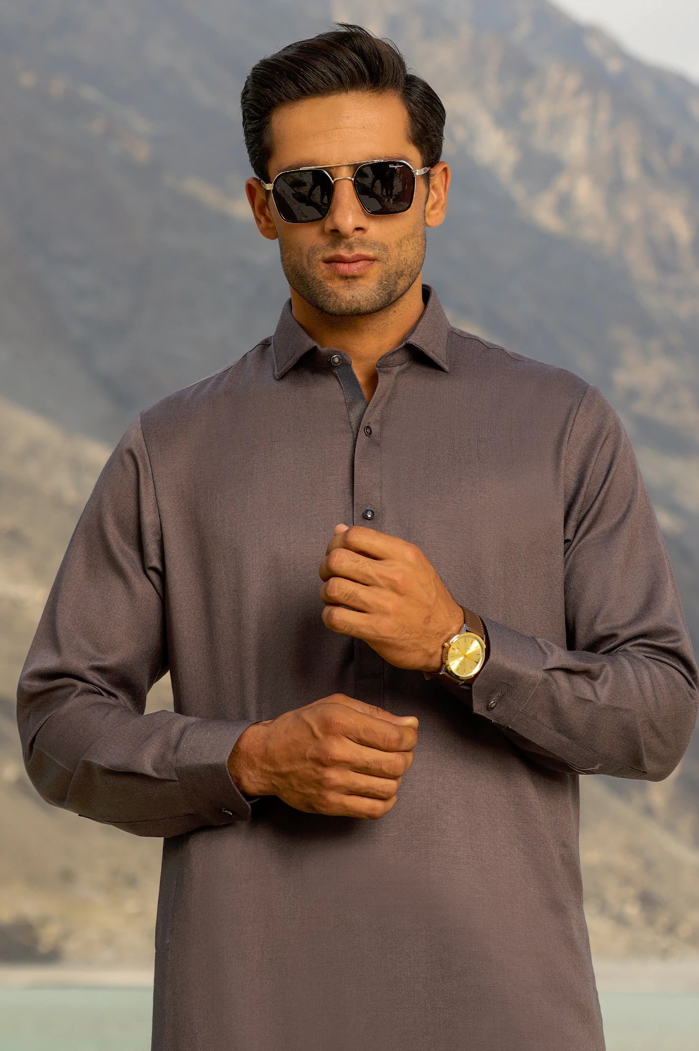 Dark Grey Rayon Blend Shalwar Kameez From Diners