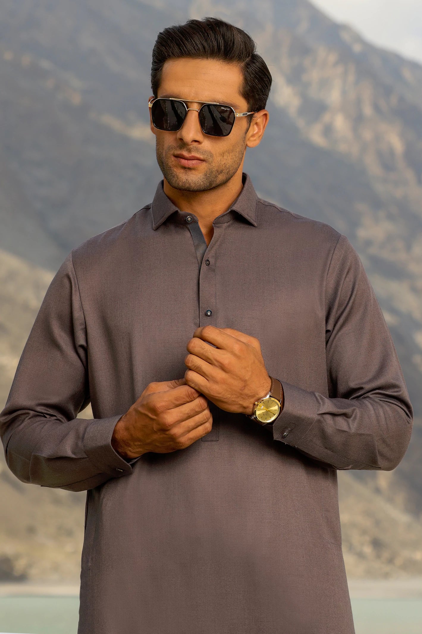 Dark Grey Rayon Blend Shalwar Kameez From Diners