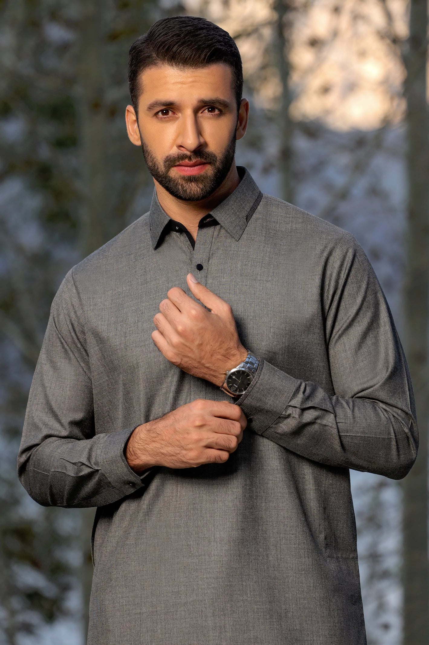 Grey Rayon Blended Shalwar Kameez From Diners