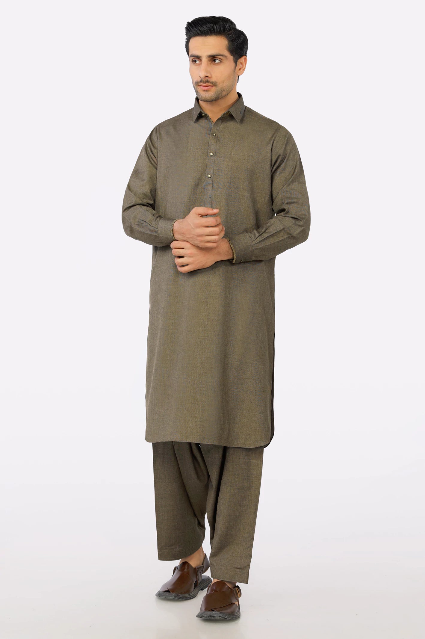 Dark Brown Wash & Wear Shalwar Kameez From Diners