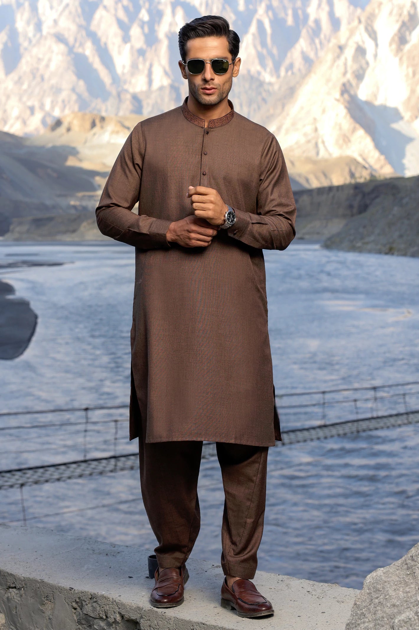 Rust Wash & Wear Shalwar Kameez From Diners