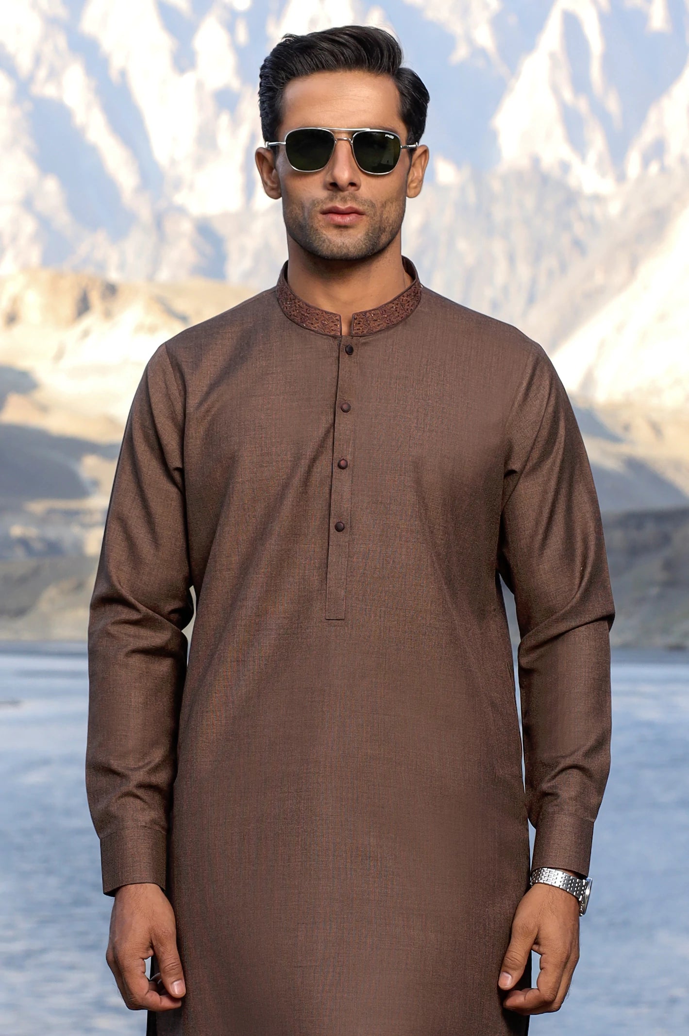 Rust Wash & Wear Shalwar Kameez From Diners