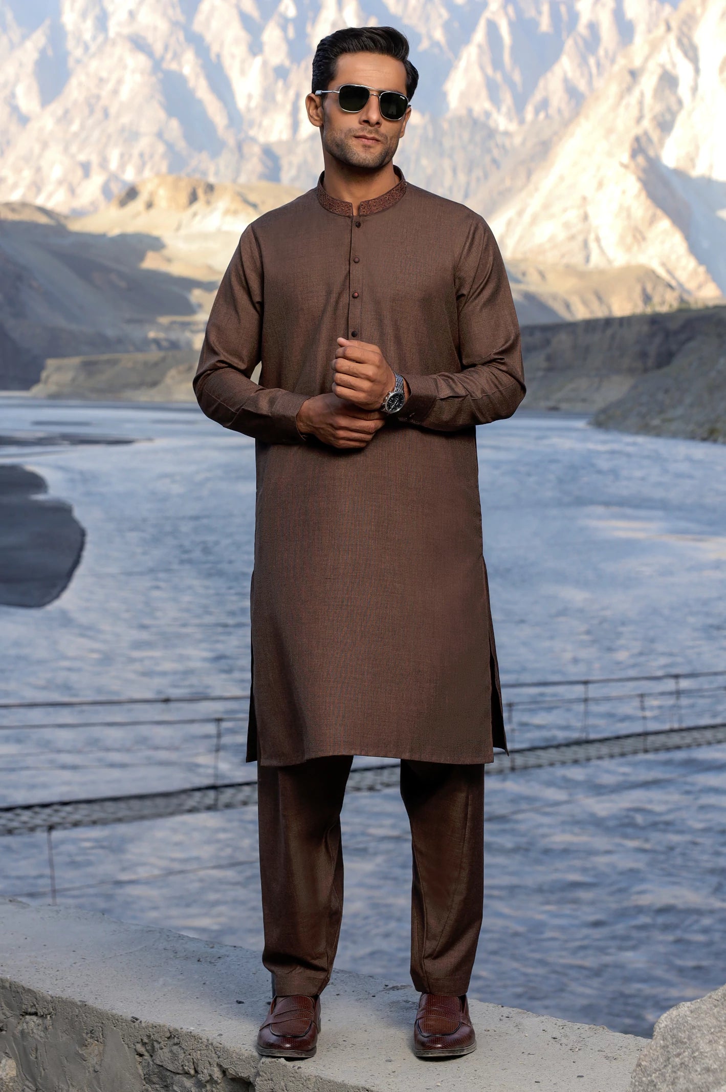 Rust Wash & Wear Shalwar Kameez From Diners