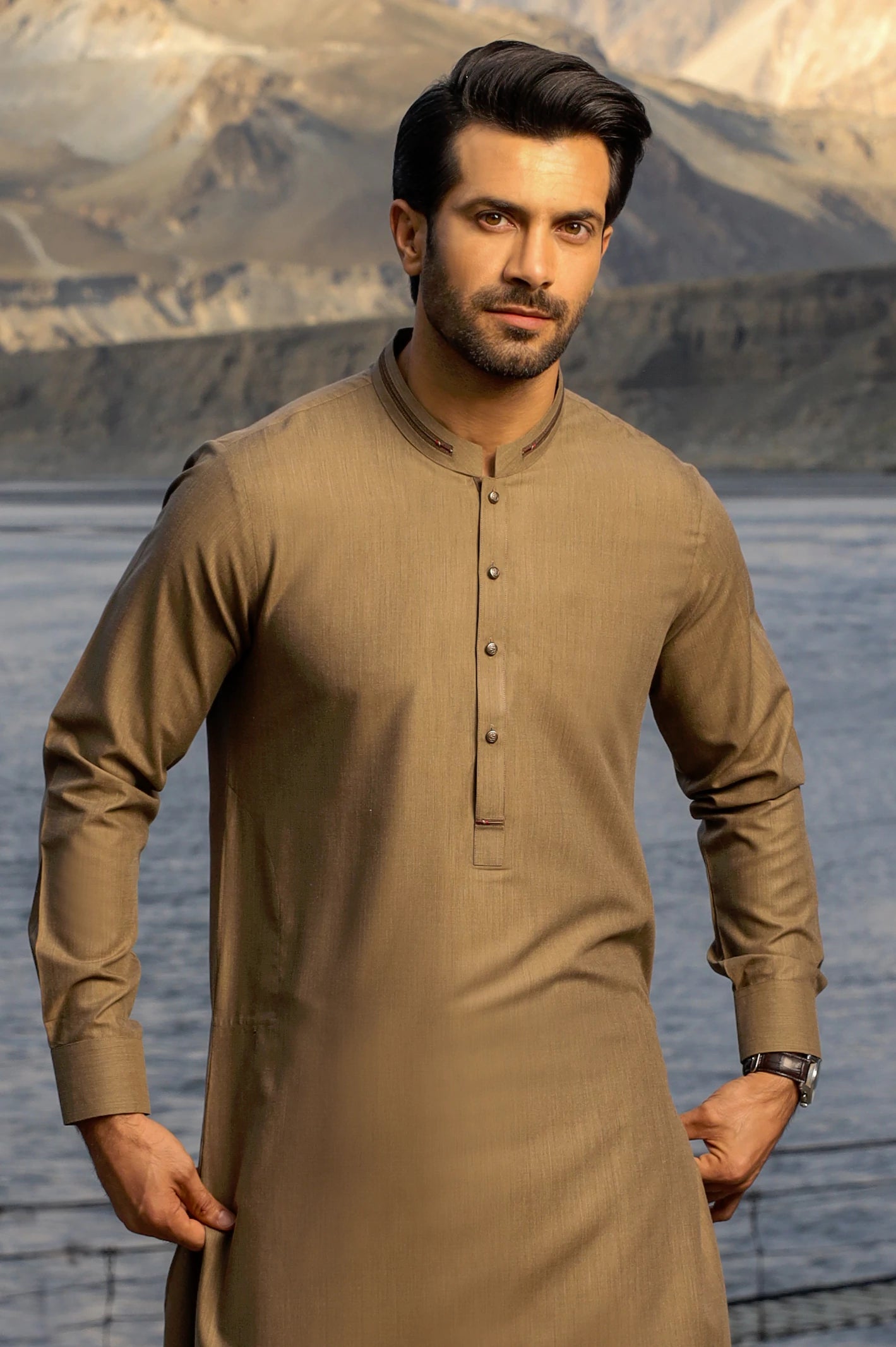 Brown Wash & Wear Shalwar Kameez From Diners