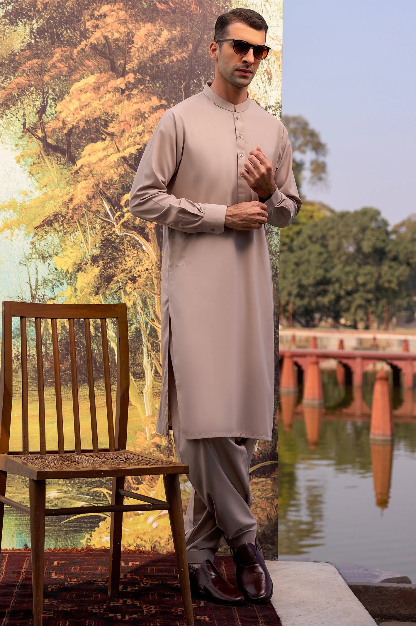 Mens Light Brown Shalwar Kameez 