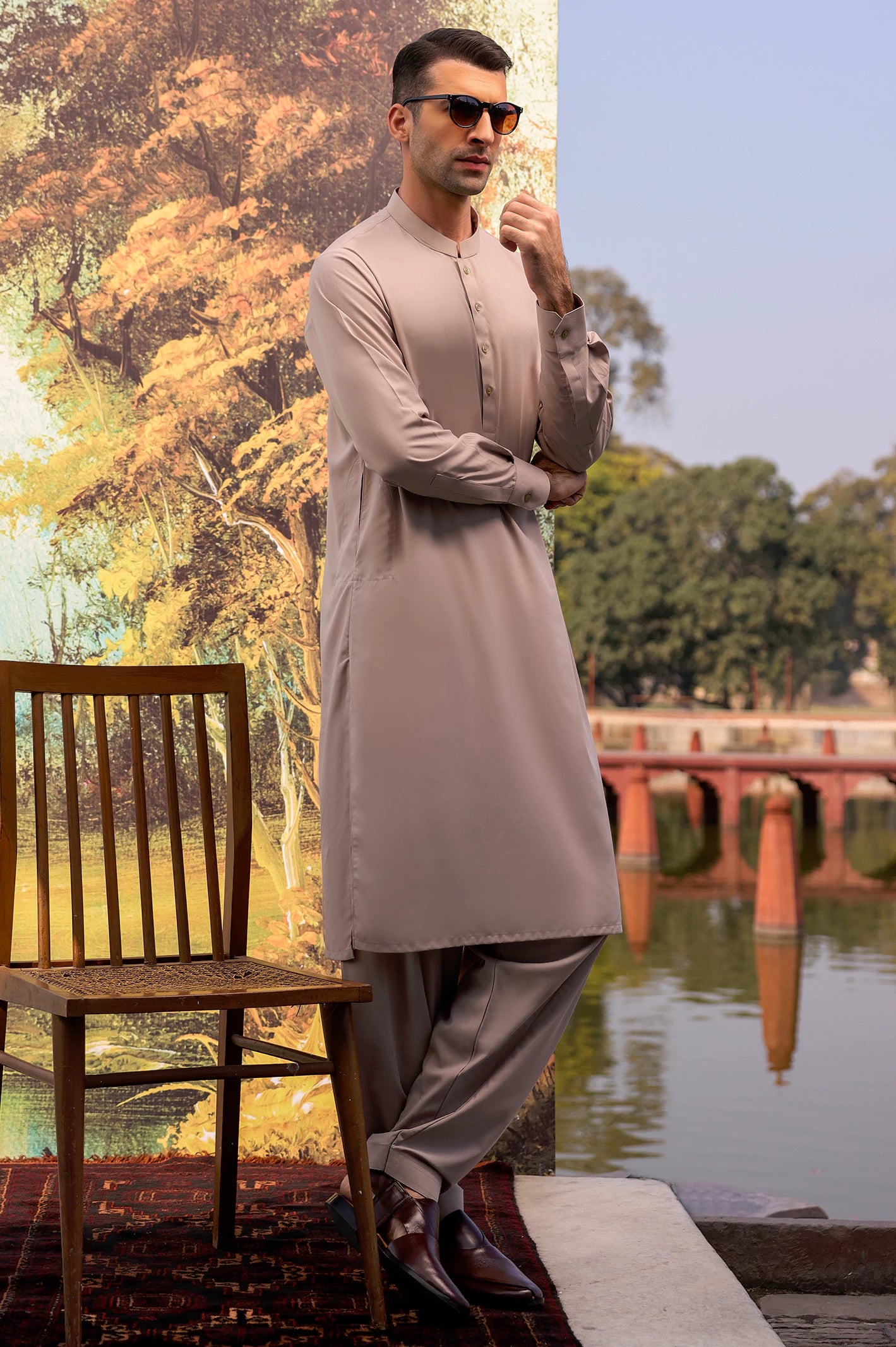 Shalwar Kameez Light Brown for Mens