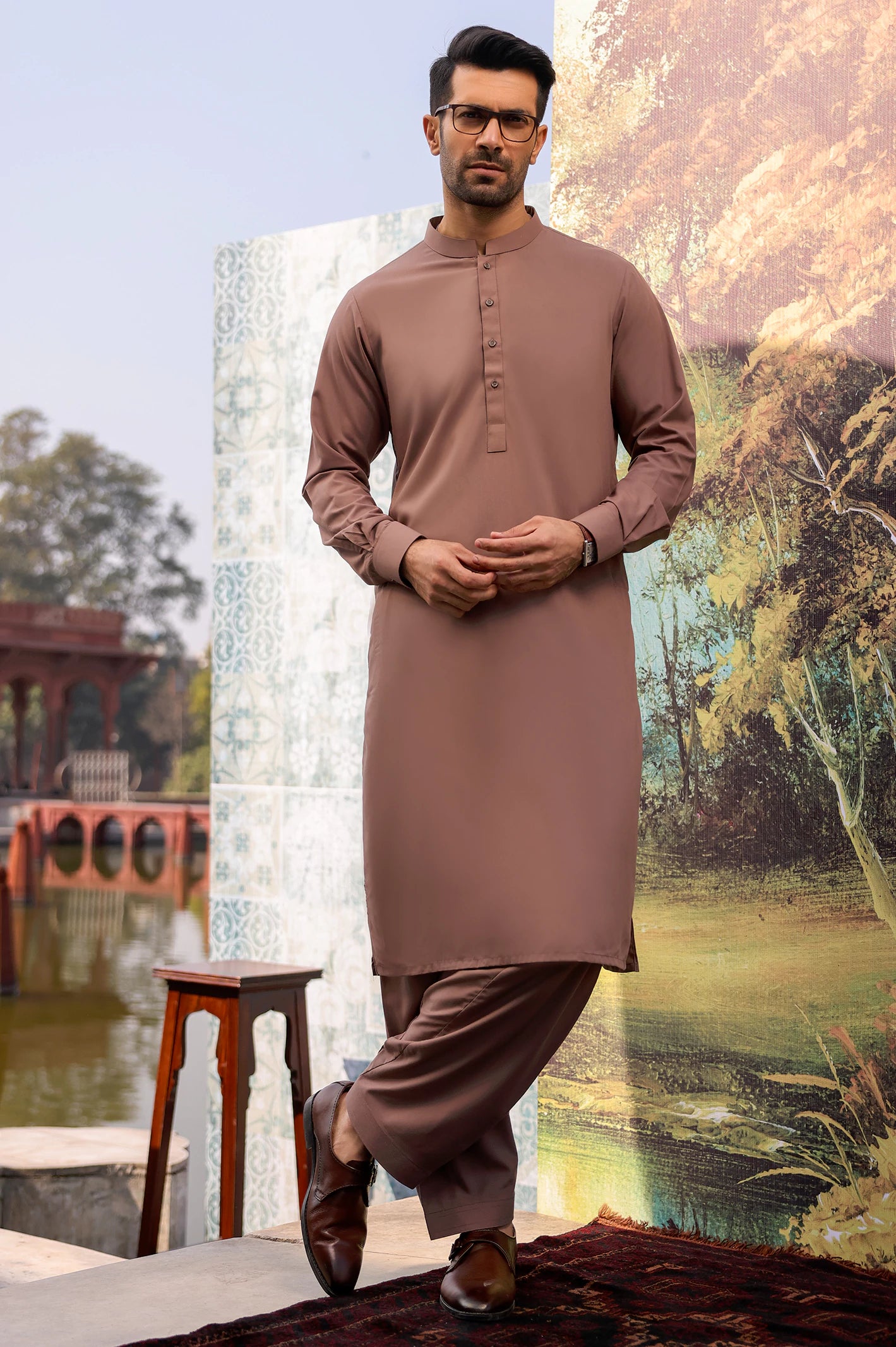 Brown Shalwar Kameez for Mens