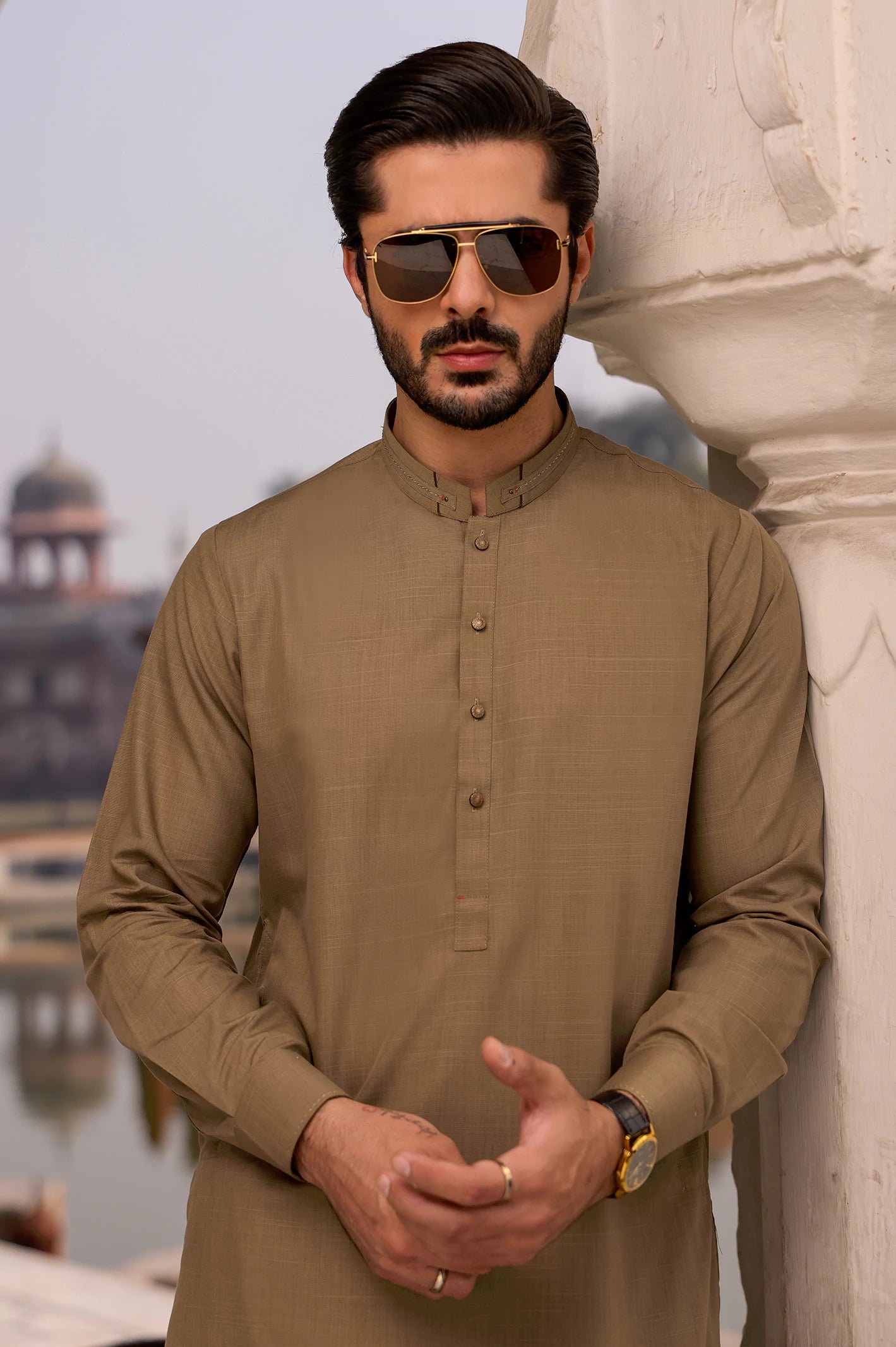 Brown Wash & Wear Shalwar Kameez