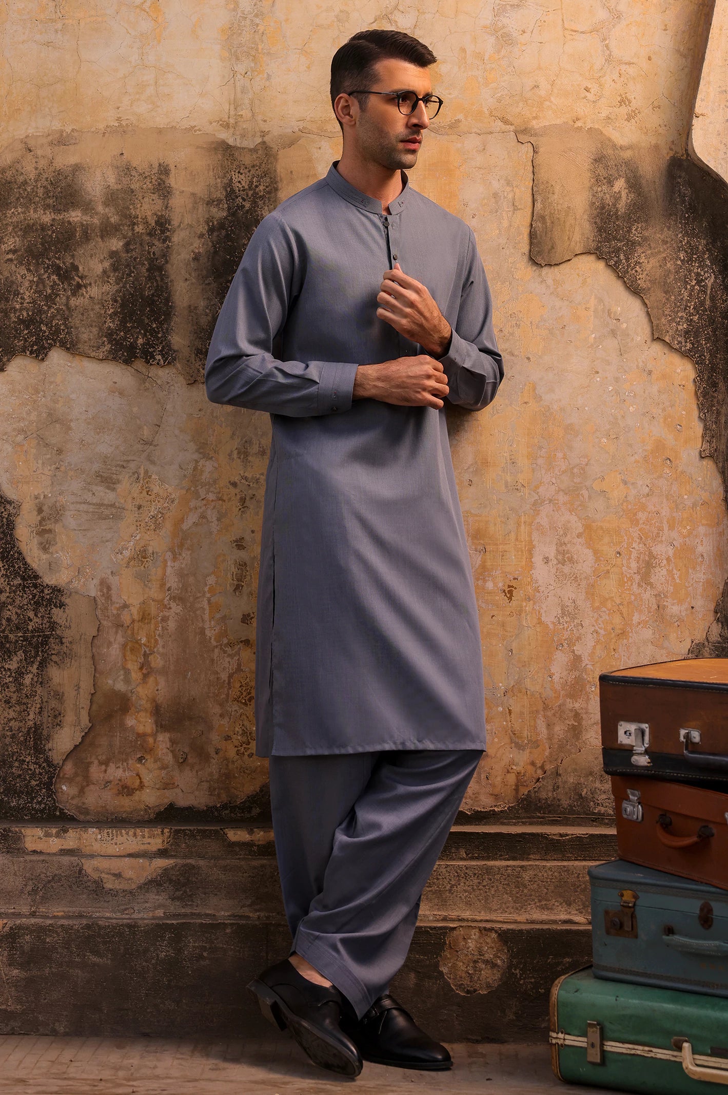 Dark Grey Shalwar Kameez for Men's