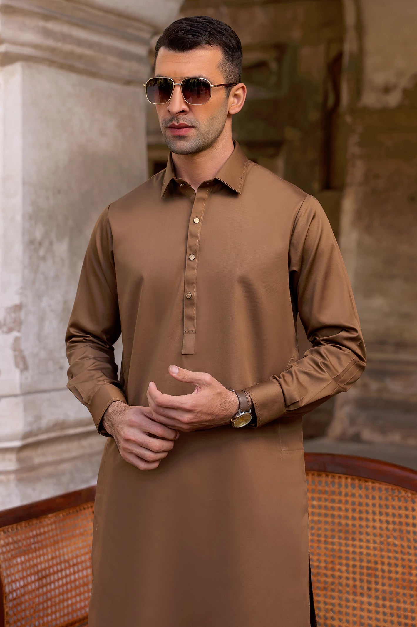 Dark Brown Cotton Shalwar Kameez