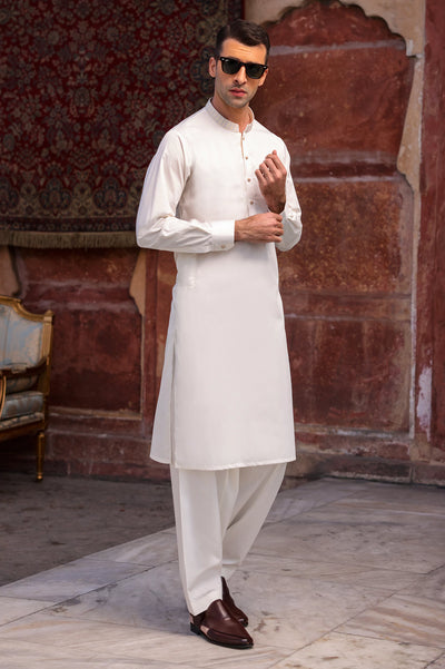 Cream Cotton Shalwar Kameez for Mens