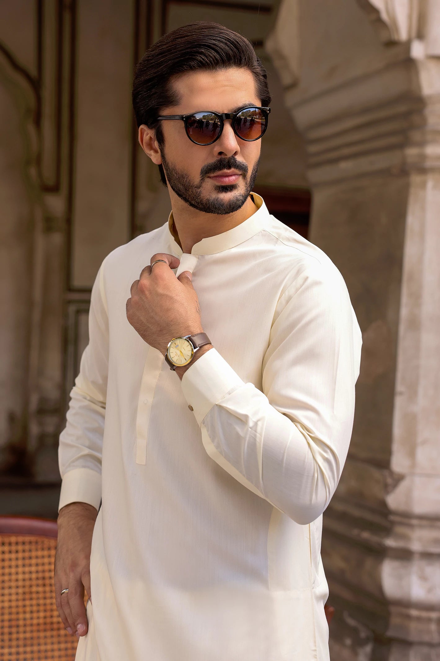 Cream Shalwar Kameez for Men