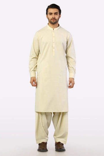 Mens Cream Wash & Wear Shalwar Kameez