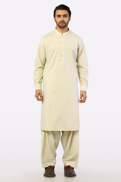 Mens Cream Wash & Wear Shalwar Kameez