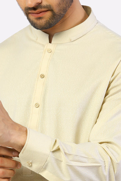 Cream Wash & Wear Shalwar Kameez for Men