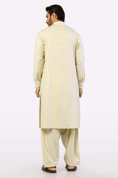 Cream Wash & Wear Mens Shalwar Kameez