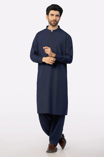 Men Navy Blue Shalwar Kameez