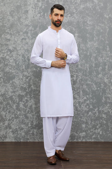 White Wash & Wear Shalwar Kameez for Men