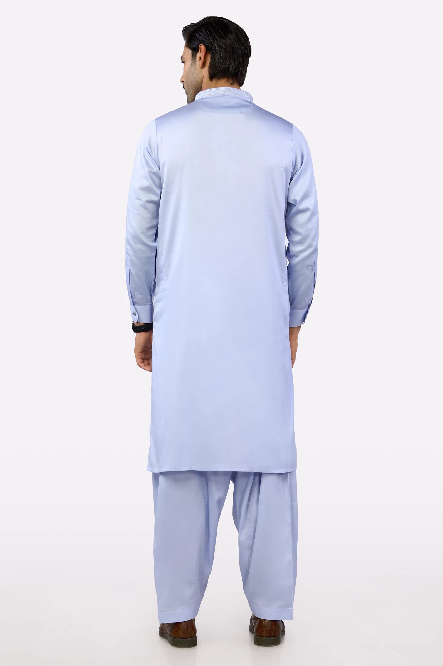 Men Cotton Light Blue Shalwar Kameez