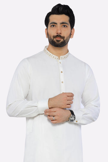 Off White Wash & Wear Shalwar Kameez