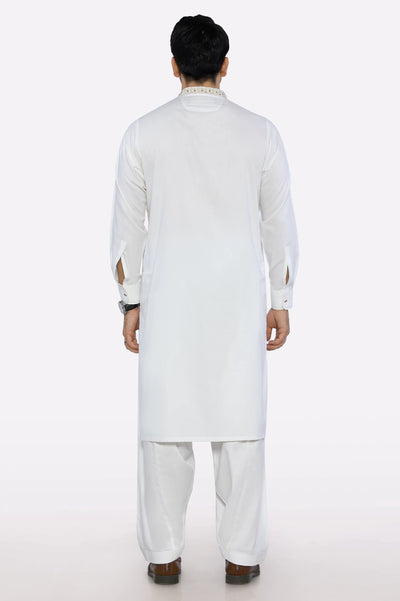 Men Wash & Wear Off White Shalwar Kameez