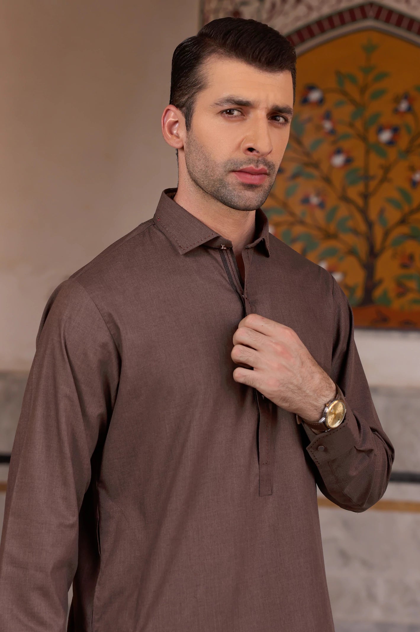 Men Brown Shalwar Kameez From Diners