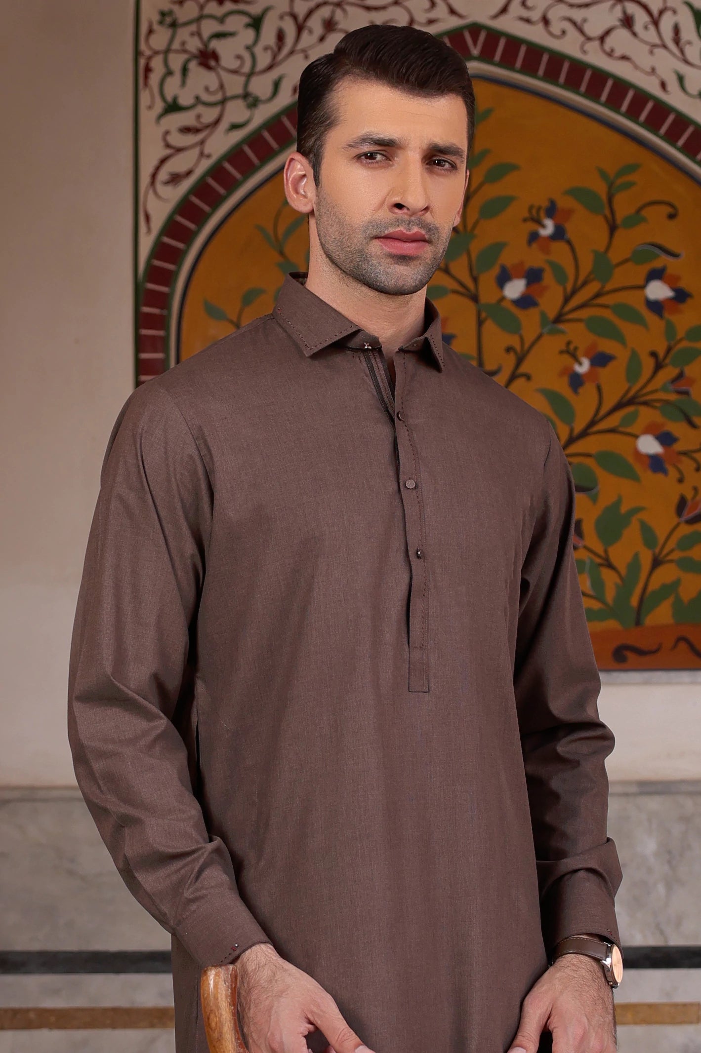 Brown Wash & Wear Shalwar Kameez